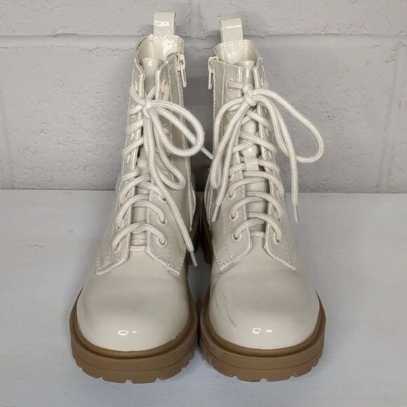 Ivory Women's Patent Leather Combat Boots 7.5 - Picture 5 of 7